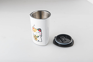triangle duble wall cup whit cover of decal and enamel finished