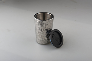 roundness double wall cup whit cover of hammer  effect