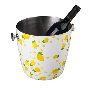 Stainless steel ice bucket with enamel coating