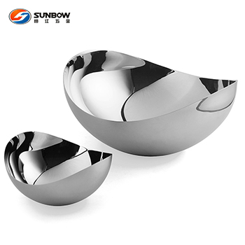 9" Custom Boat Shaped Mirror Polished Stainless Steel Salad Bowl