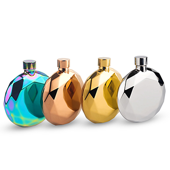 Unique Design high quality PVD plated Stainless Steel Diamond Hip Flask