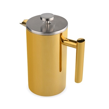 Luxury gold color double walled stainless steel french coffee press