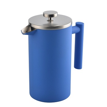 Luxury rubber painted soft touch stainless steel french press coffee maker