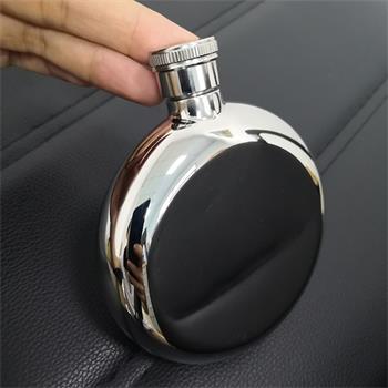 4.5 oz round mirror polished hip flask