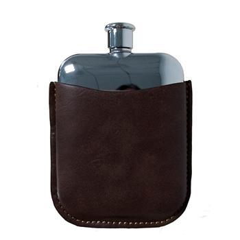 Top selling 6 oz leather stainless steel hip flask set